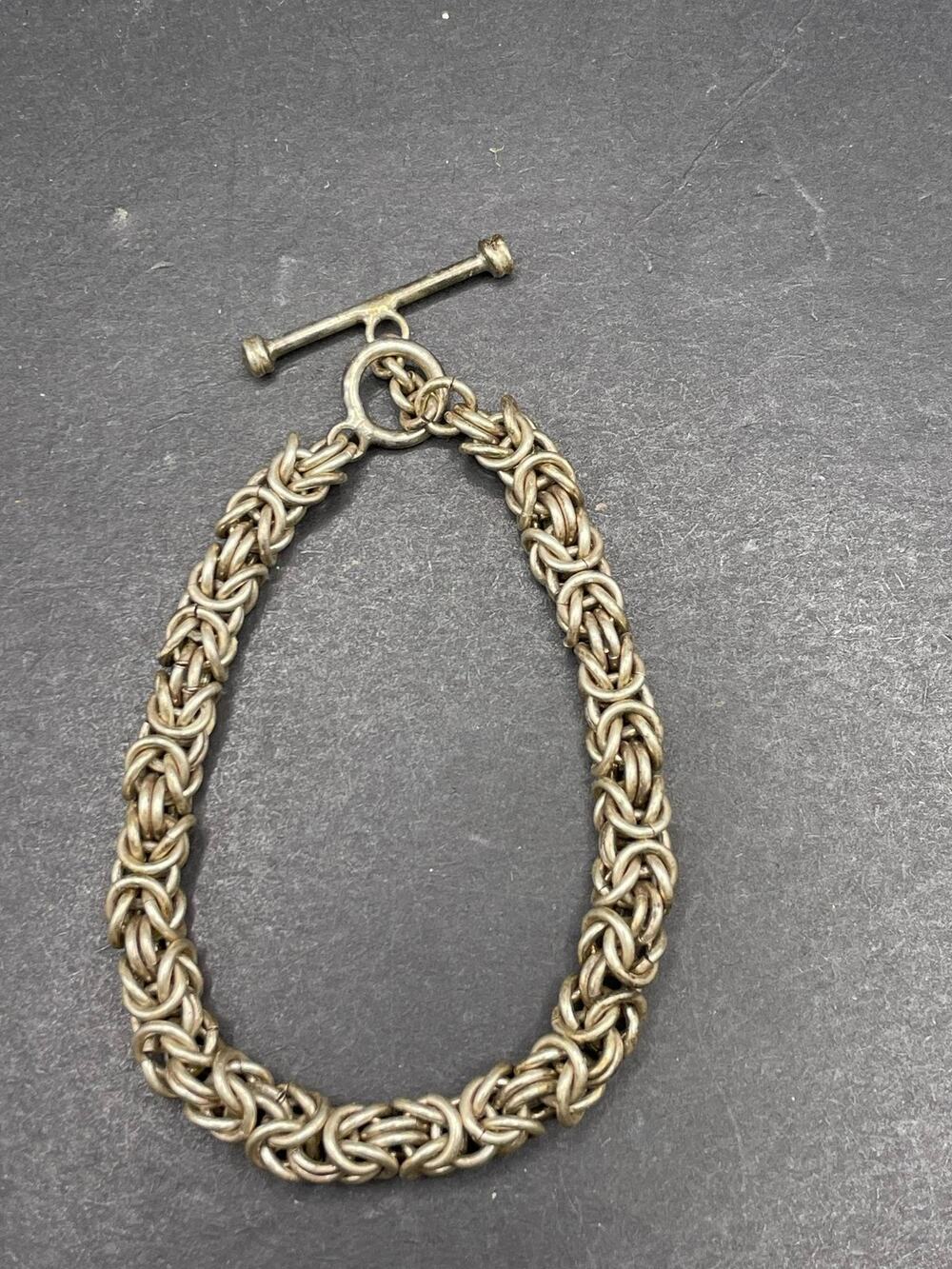 925 Sterling Silver Byzantine Chain Bracelet Toggle Clasp 20.58 Grams Heavy